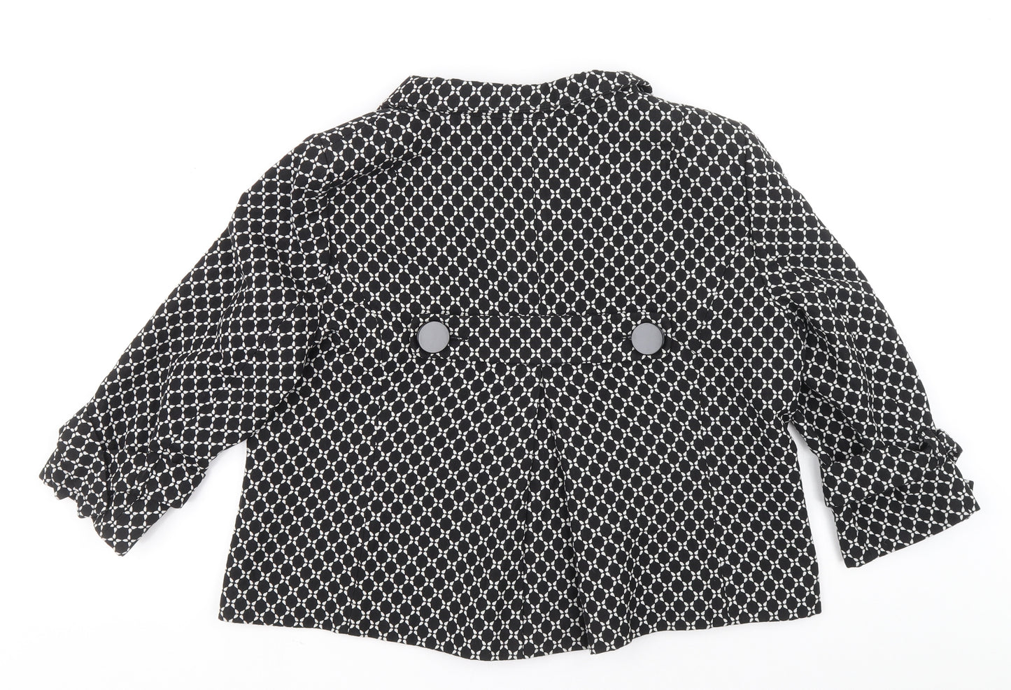 Principles Womens Black Geometric Jacket Blazer Size 16 Button