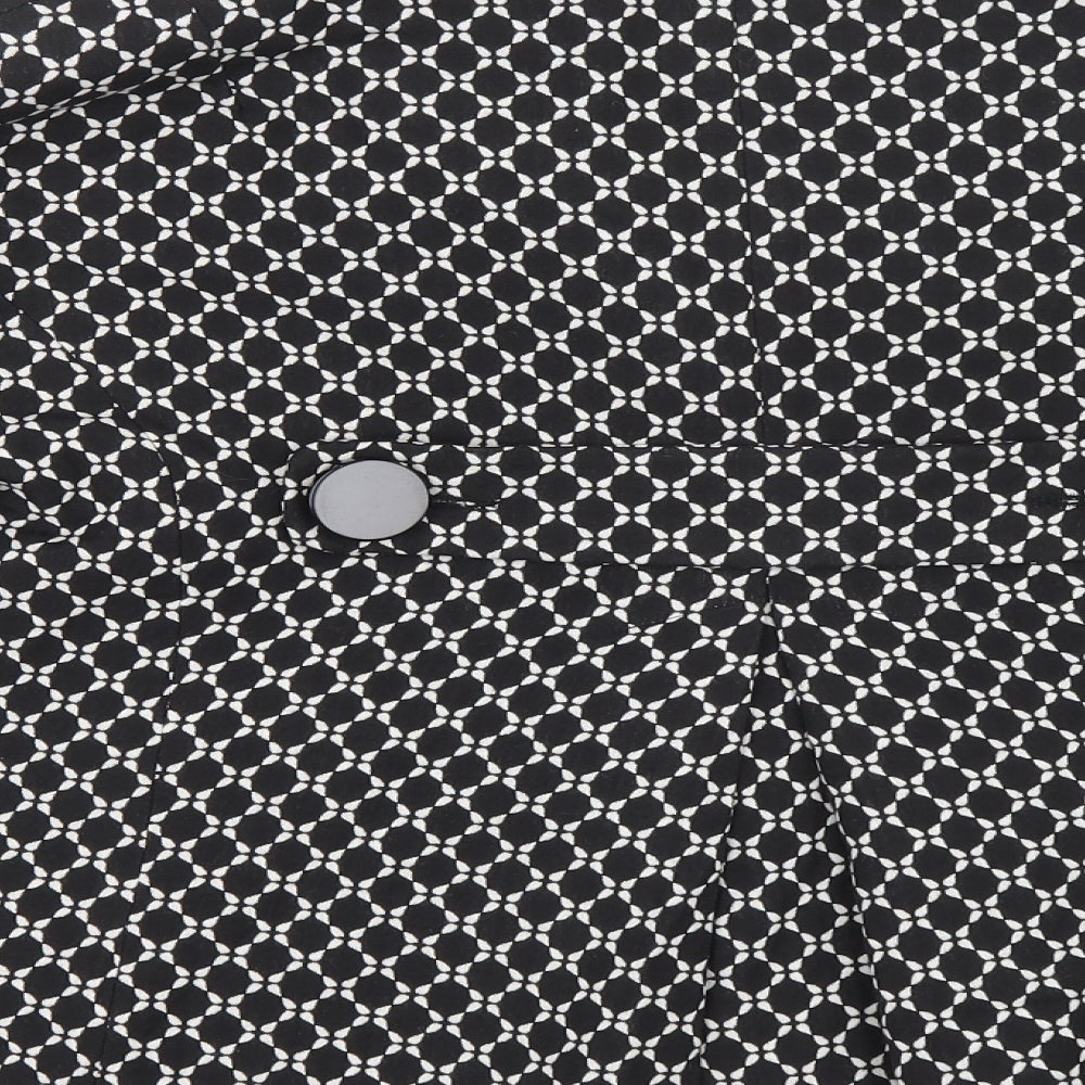 Principles Womens Black Geometric Jacket Blazer Size 16 Button