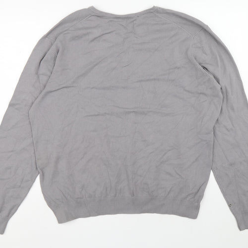 Burton Mens Grey V-Neck Cotton Pullover Jumper Size XL