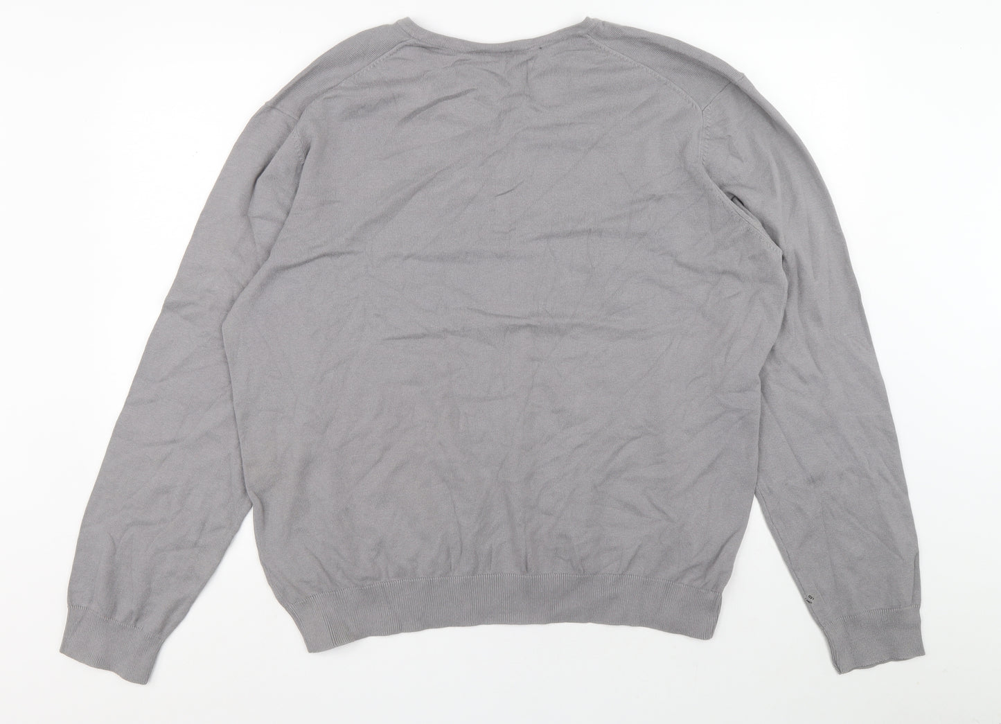 Burton Mens Grey V-Neck Cotton Pullover Jumper Size XL