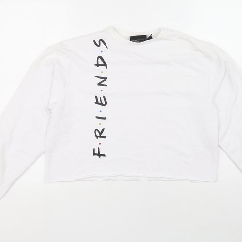 Primark Womens White Houndstooth Cotton Pullover Sweatshirt Size 2XS Pullover - F.R.I.E.N.D.S