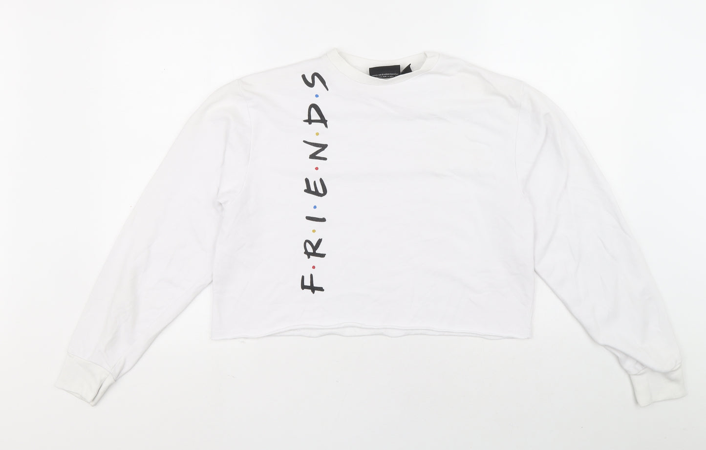 Primark Womens White Houndstooth Cotton Pullover Sweatshirt Size 2XS Pullover - F.R.I.E.N.D.S