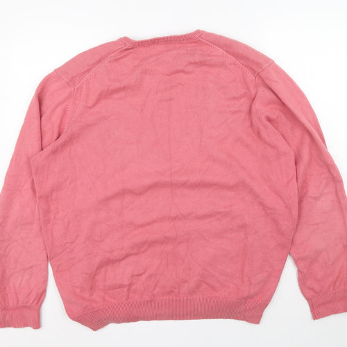 Blue Harbour Mens Pink V-Neck Cotton Pullover Jumper Size XL