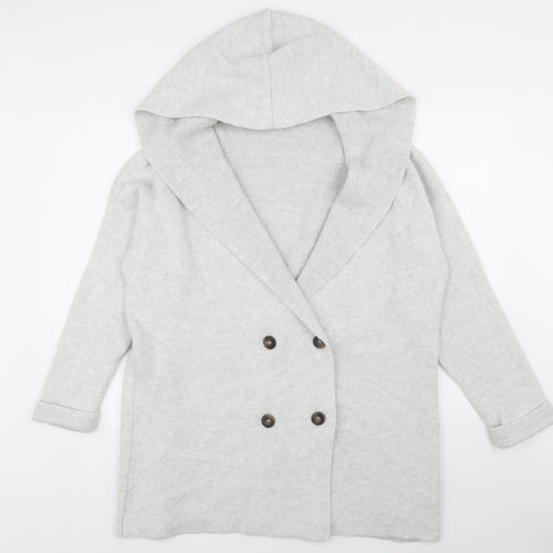 TU Womens Grey V-Neck Polyester Cardigan Jumper Size L