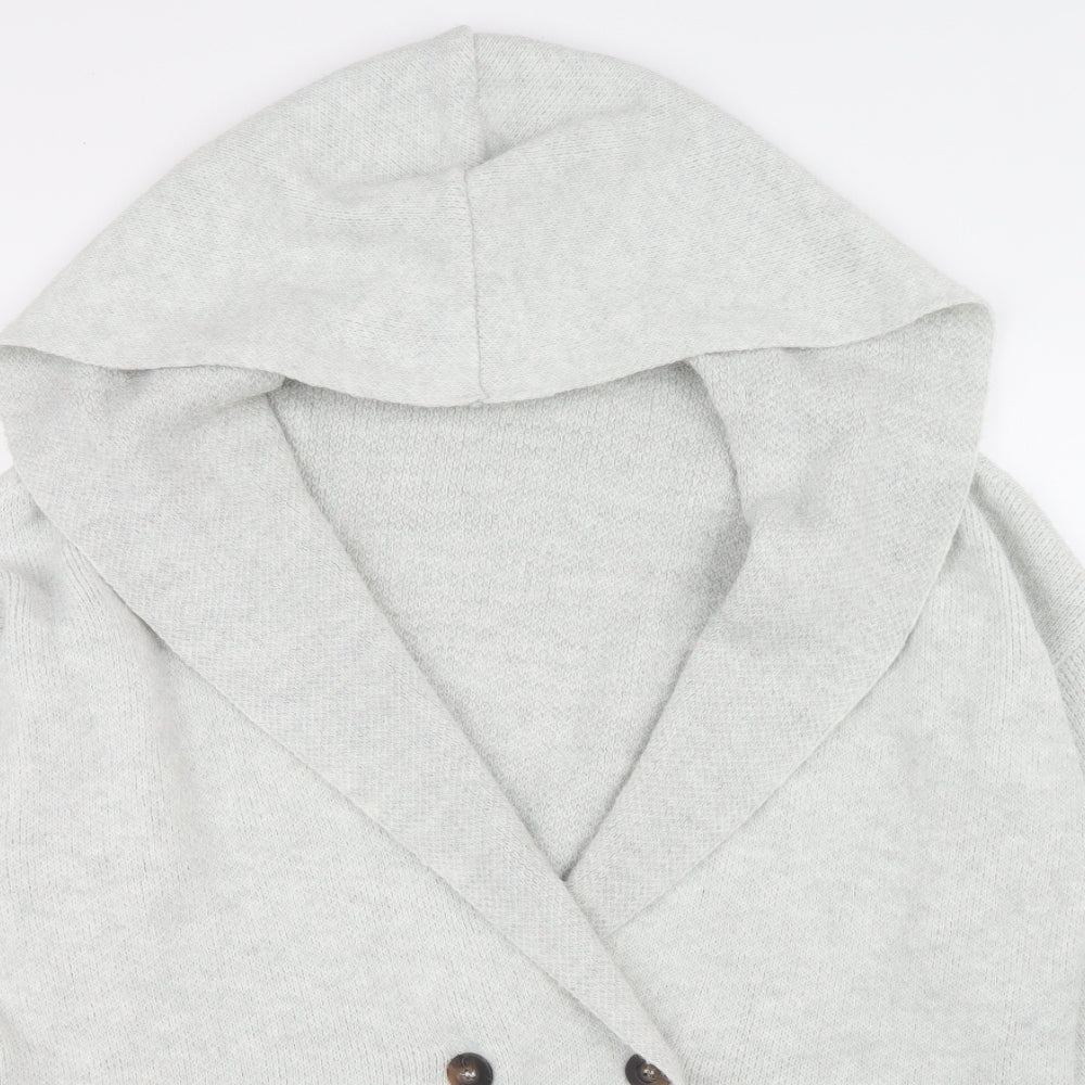 TU Womens Grey V-Neck Polyester Cardigan Jumper Size L