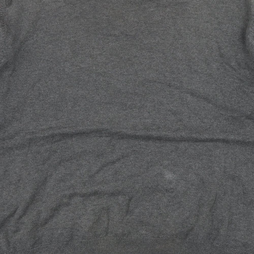 Blue Harbour Mens Grey V-Neck Argyle/Diamond Cotton Pullover Jumper Size XL