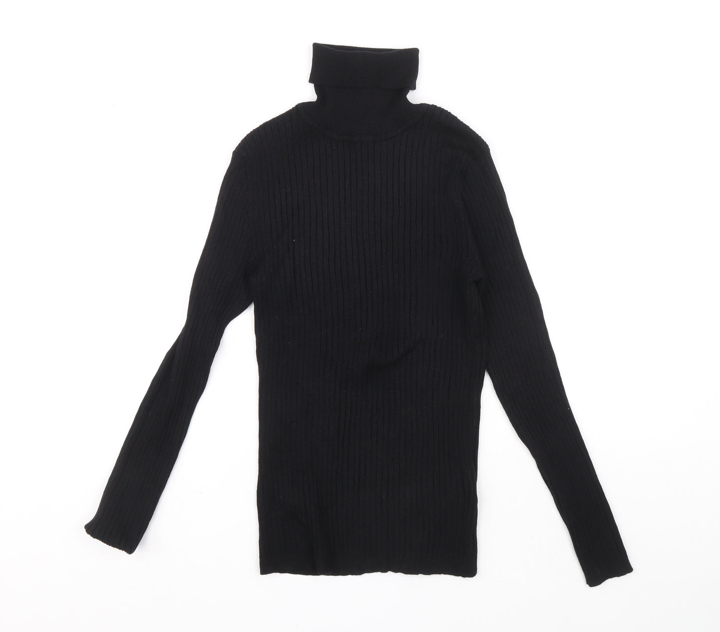 Primark Womens Black Roll Neck Viscose Pullover Jumper Size M