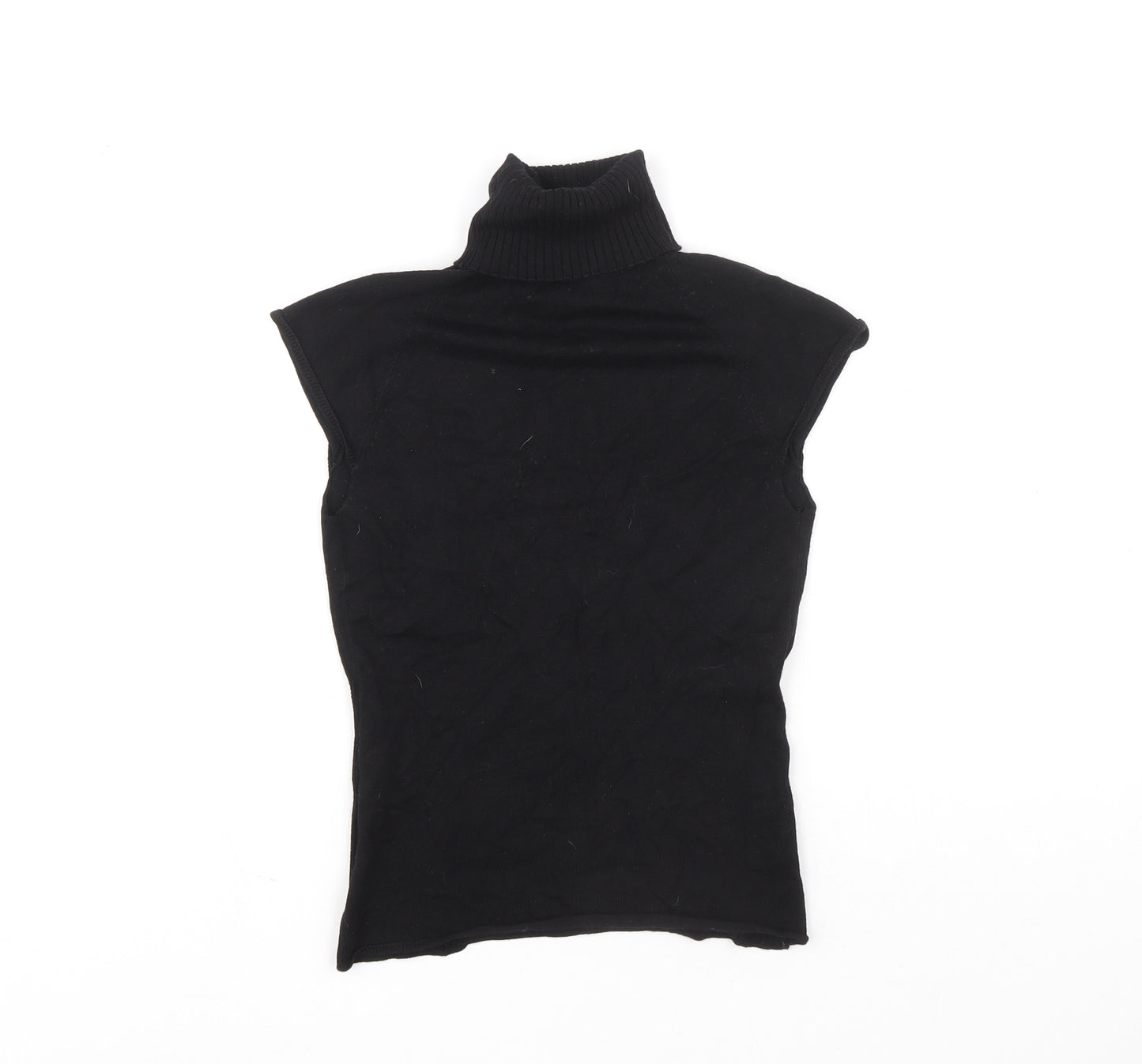 NAF NAF Womens Black Roll Neck Polyester Vest Jumper Size S - Ribbed detail