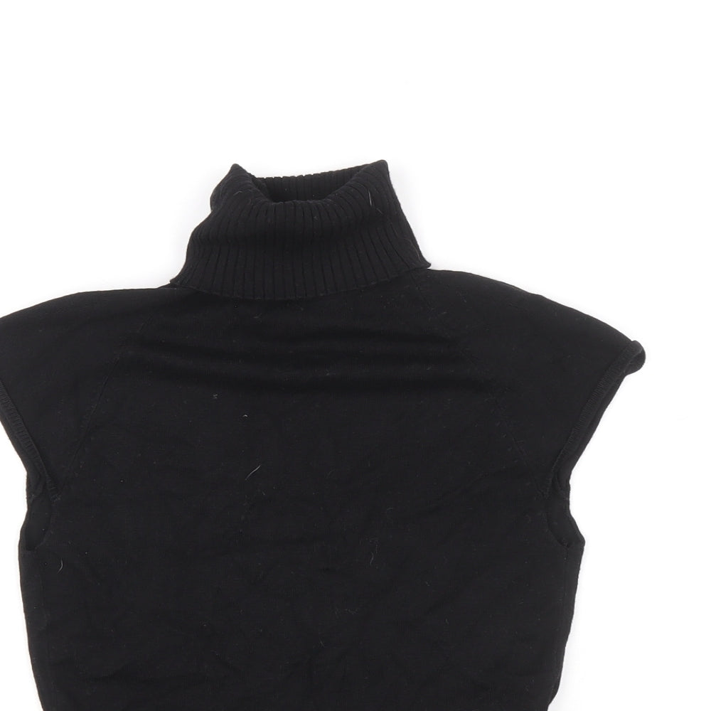 NAF NAF Womens Black Roll Neck Polyester Vest Jumper Size S - Ribbed detail