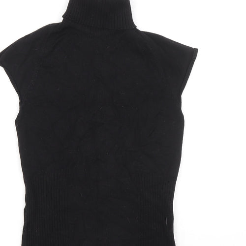 NAF NAF Womens Black Roll Neck Polyester Vest Jumper Size S - Ribbed detail