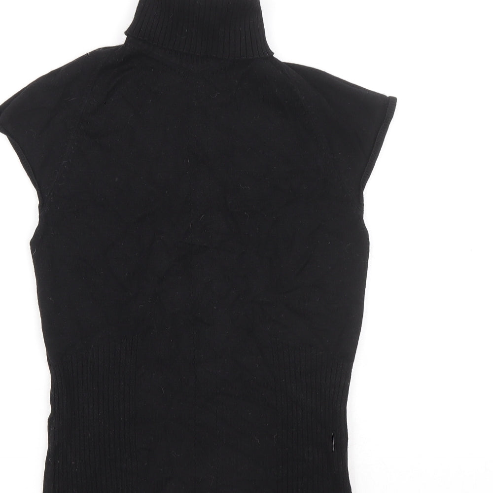 NAF NAF Womens Black Roll Neck Polyester Vest Jumper Size S - Ribbed detail