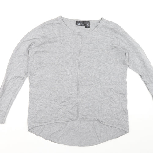 Up2Fashion Womens Grey Boat Neck Viscose Pullover Jumper Size S