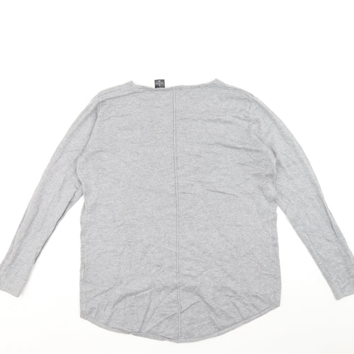 Up2Fashion Womens Grey Boat Neck Viscose Pullover Jumper Size S