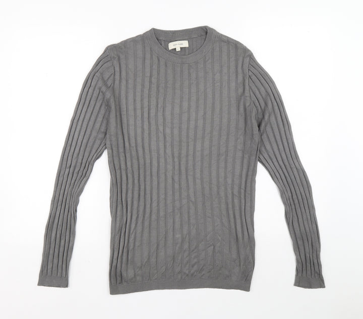 River Island Womens Grey Round Neck Viscose Pullover Jumper Size S - Ribbed fabric