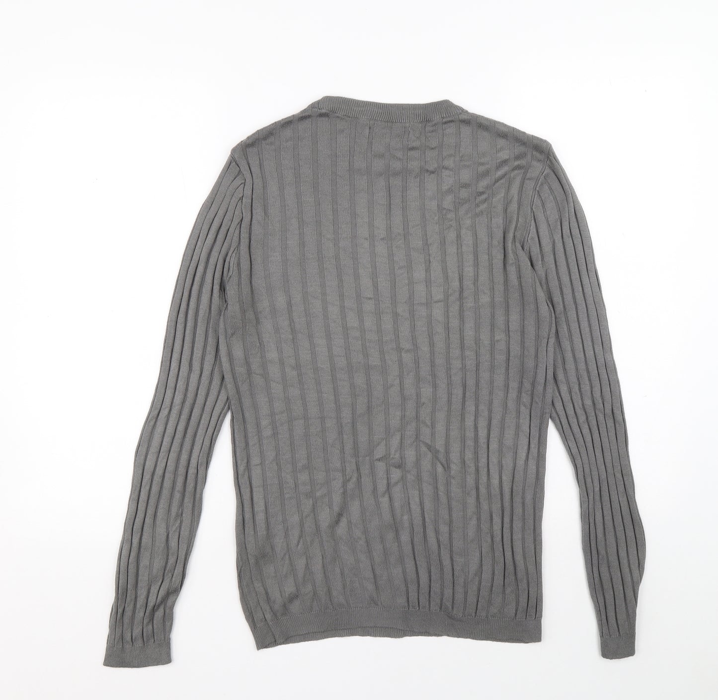 River Island Womens Grey Round Neck Viscose Pullover Jumper Size S - Ribbed fabric