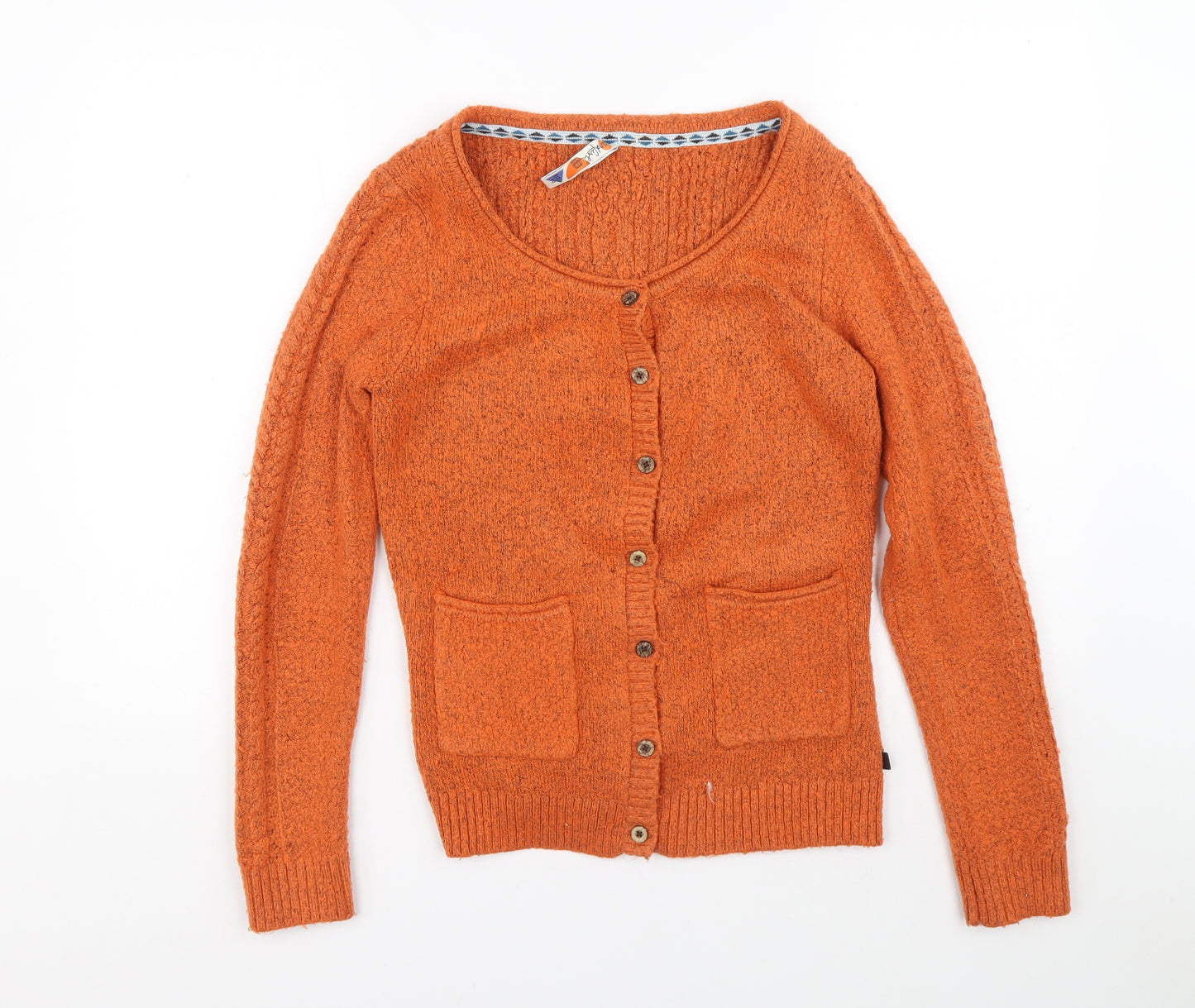 Windfish Womens Orange Boat Neck Acrylic Pullover Jumper Size 10 - Cable knit detail