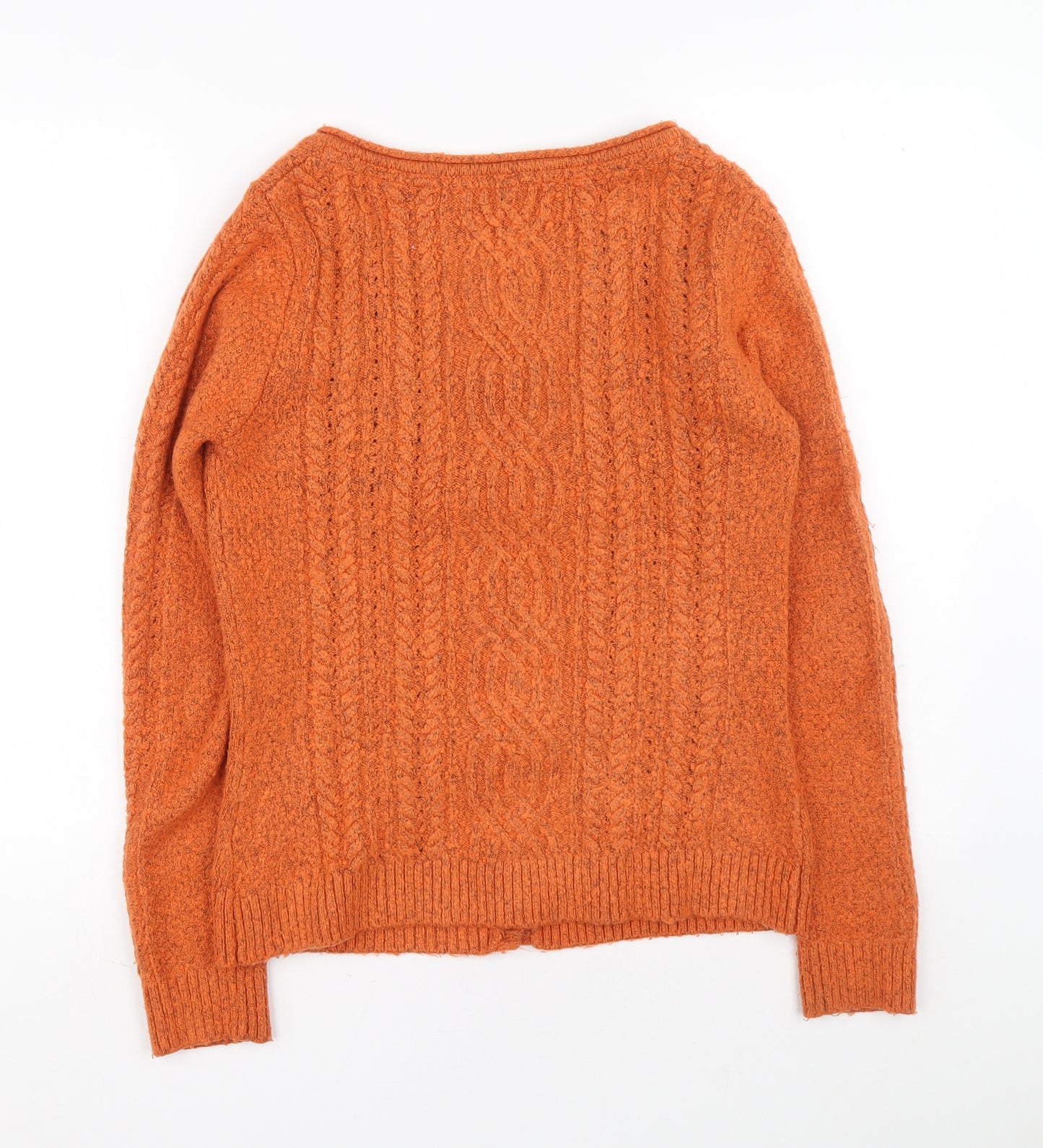 Windfish Womens Orange Boat Neck Acrylic Pullover Jumper Size 10 - Cable knit detail