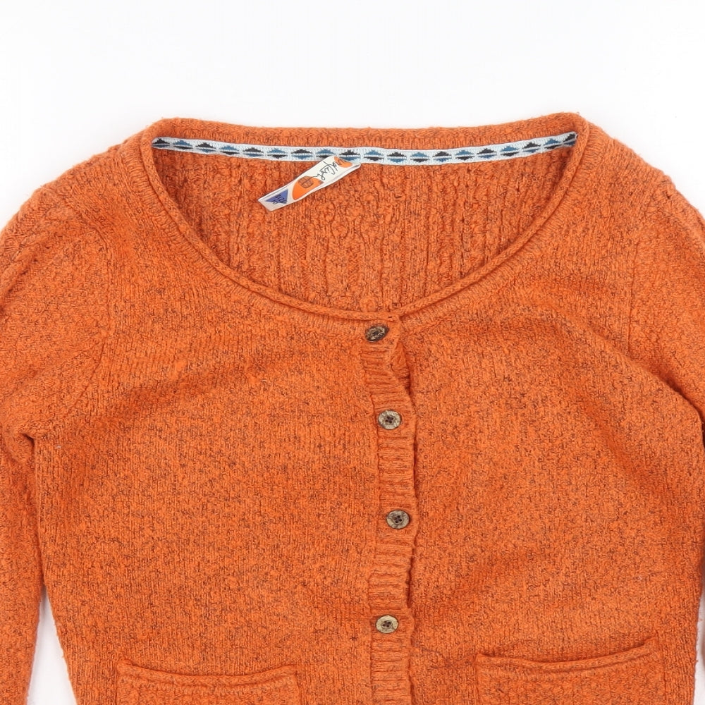 Windfish Womens Orange Boat Neck Acrylic Pullover Jumper Size 10 - Cable knit detail