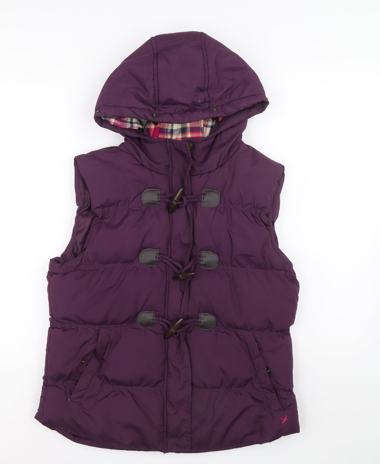 Denim & Co. Womens Purple Gilet Coat Size 14 Zip