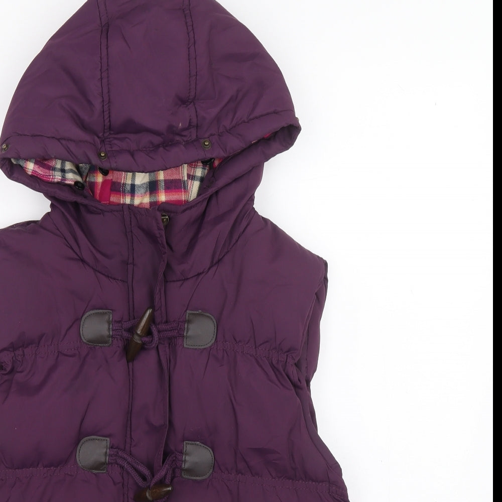 Denim & Co. Womens Purple Gilet Coat Size 14 Zip