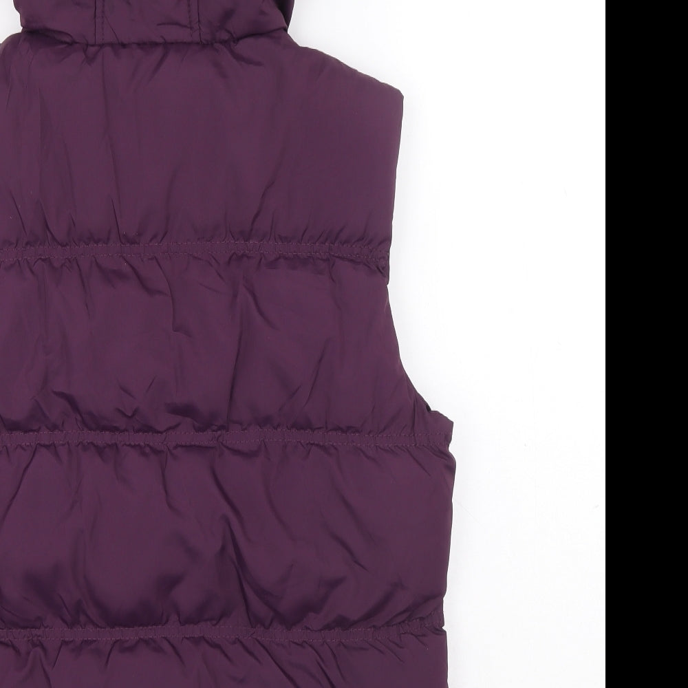 Denim & Co. Womens Purple Gilet Coat Size 14 Zip