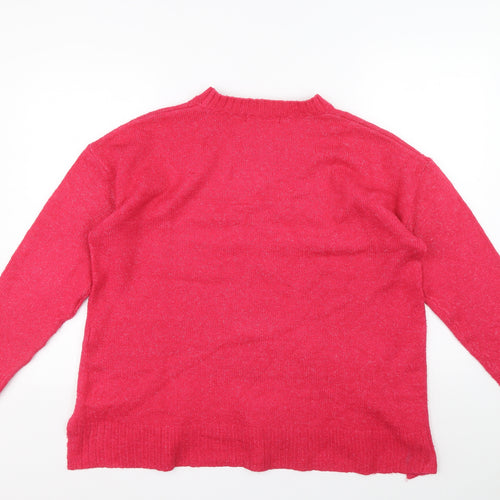 Marks and Spencer Womens Pink Round Neck Acrylic Pullover Jumper Size L