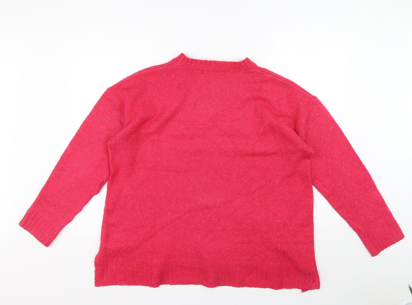 Marks and Spencer Womens Pink Round Neck Acrylic Pullover Jumper Size L