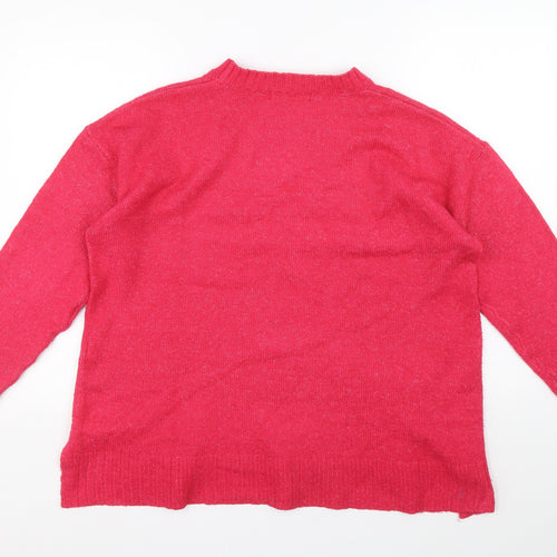 Marks and Spencer Womens Pink Round Neck Acrylic Pullover Jumper Size L
