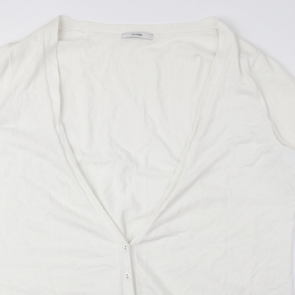 George Womens Ivory V-Neck Cotton Cardigan Jumper Size 24