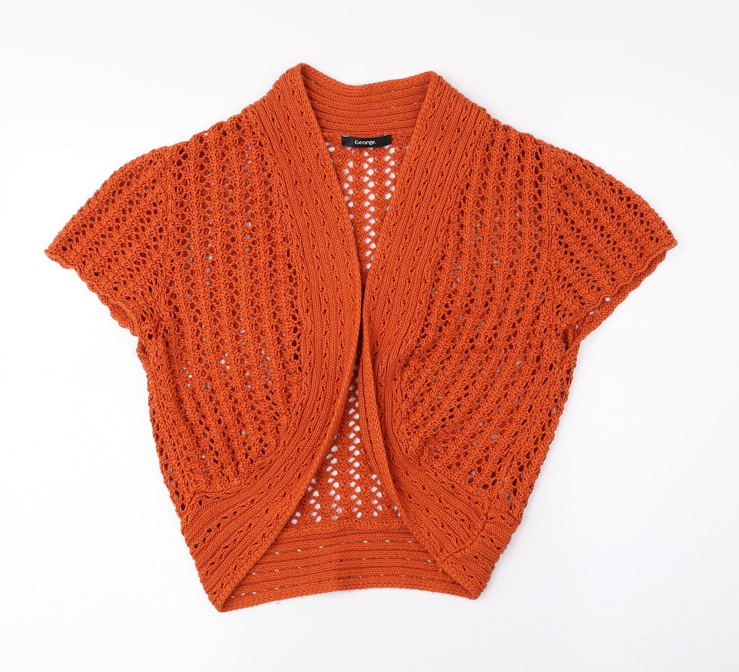 George Womens Orange V-Neck Cotton Cardigan Jumper Size 16 - Cropped