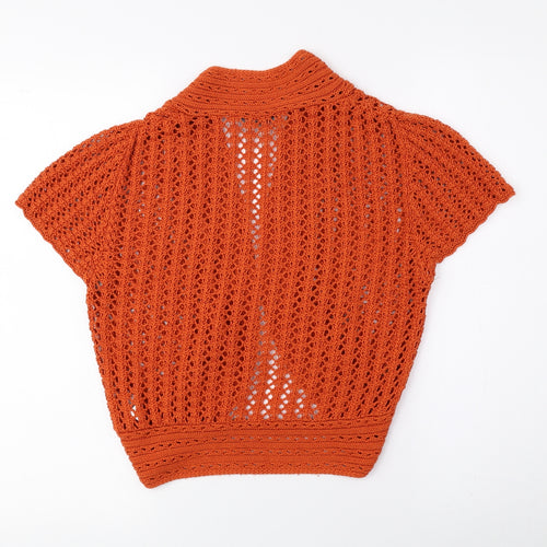 George Womens Orange V-Neck Cotton Cardigan Jumper Size 16 - Cropped