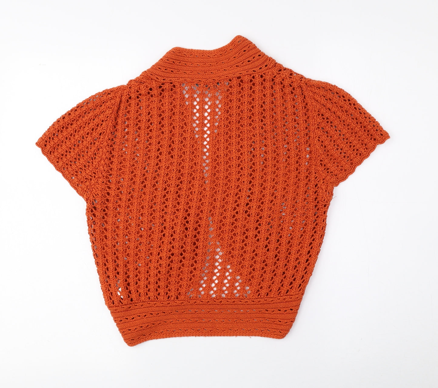 George Womens Orange V-Neck Cotton Cardigan Jumper Size 16 - Cropped