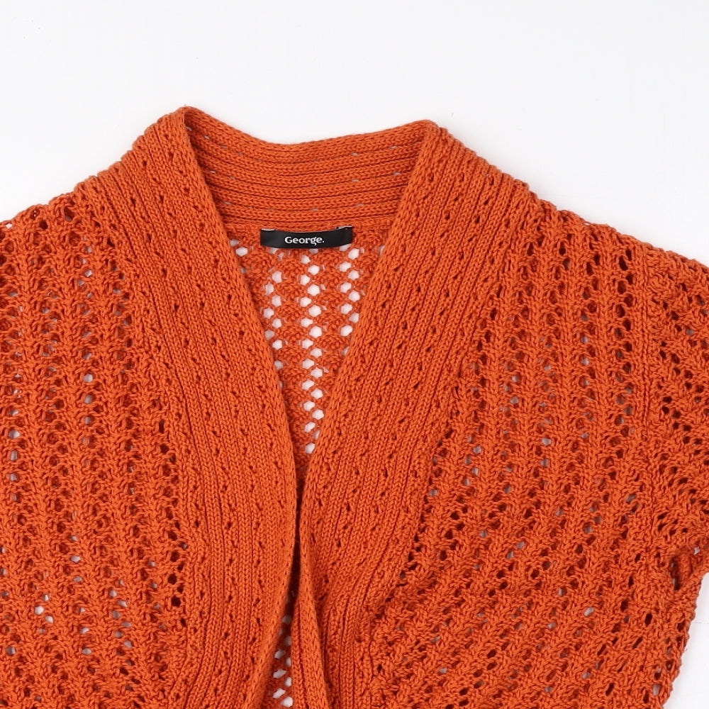 George Womens Orange V-Neck Cotton Cardigan Jumper Size 16 - Cropped