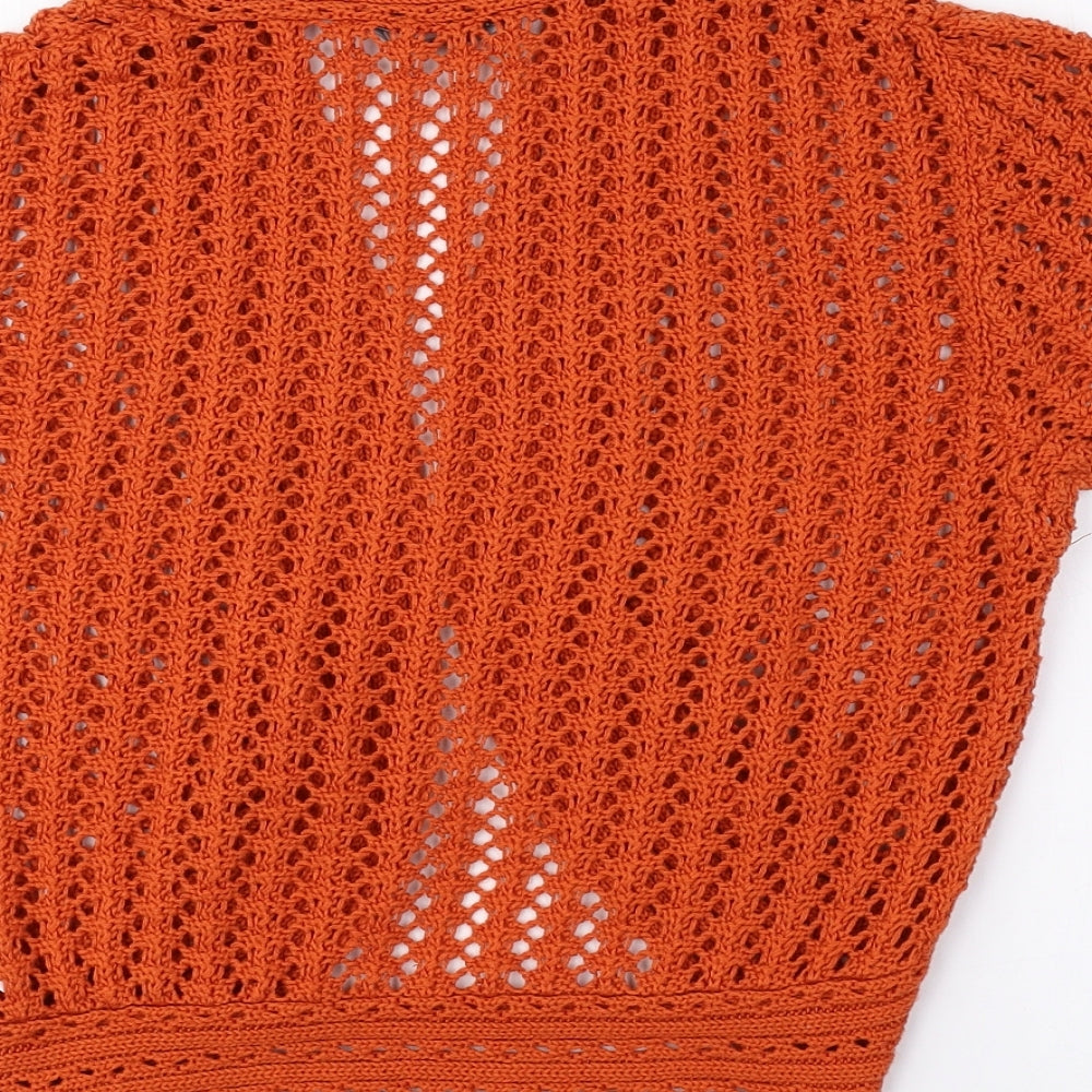 George Womens Orange V-Neck Cotton Cardigan Jumper Size 16 - Cropped