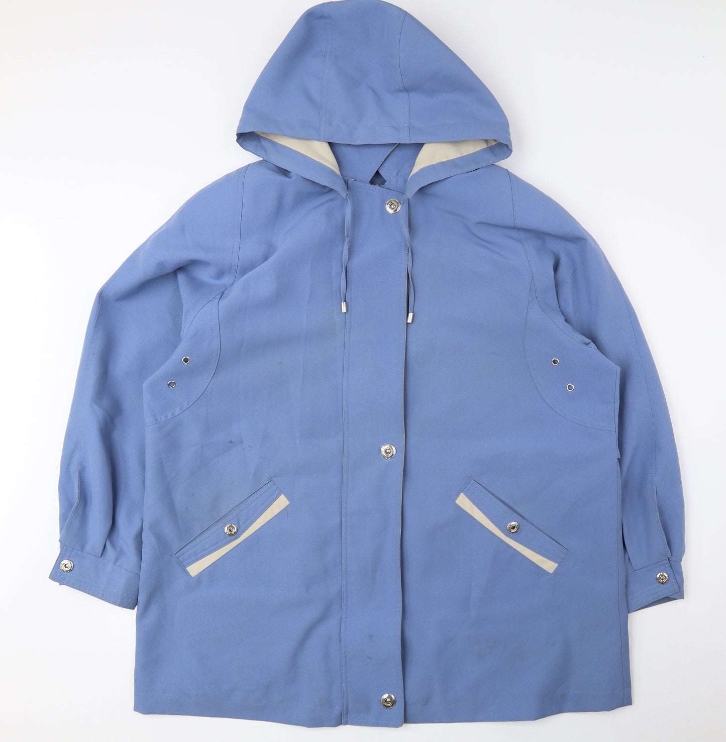 David Parry Womens Blue Rain Coat Coat Size 20 Snap