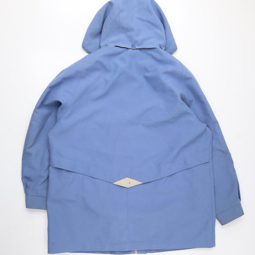 David Parry Womens Blue Rain Coat Coat Size 20 Snap