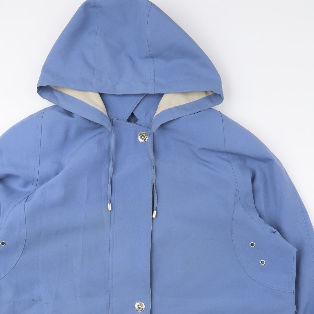 David Parry Womens Blue Rain Coat Coat Size 20 Snap