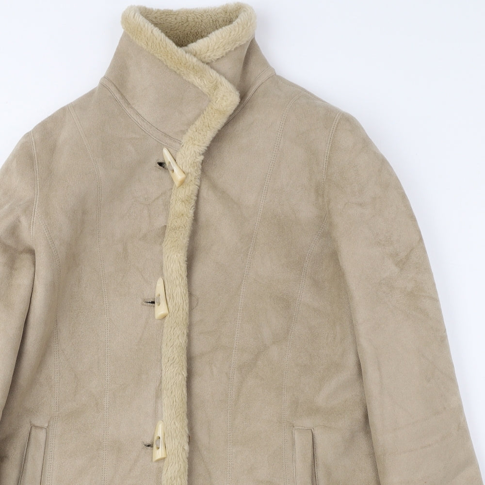 Wallis Womens Beige Pea Coat Coat Size S Toggle