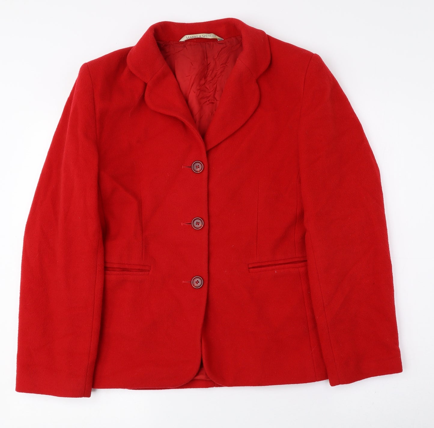 Marks and Spencer Womens Red Jacket Blazer Size 10 Button