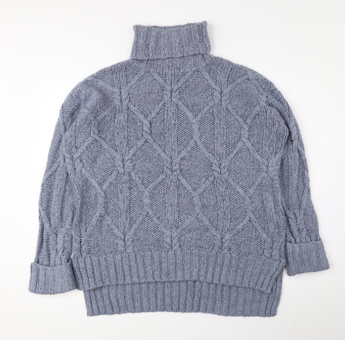 Divided by H&M Womens Blue Roll Neck Wool Pullover Jumper Size XS