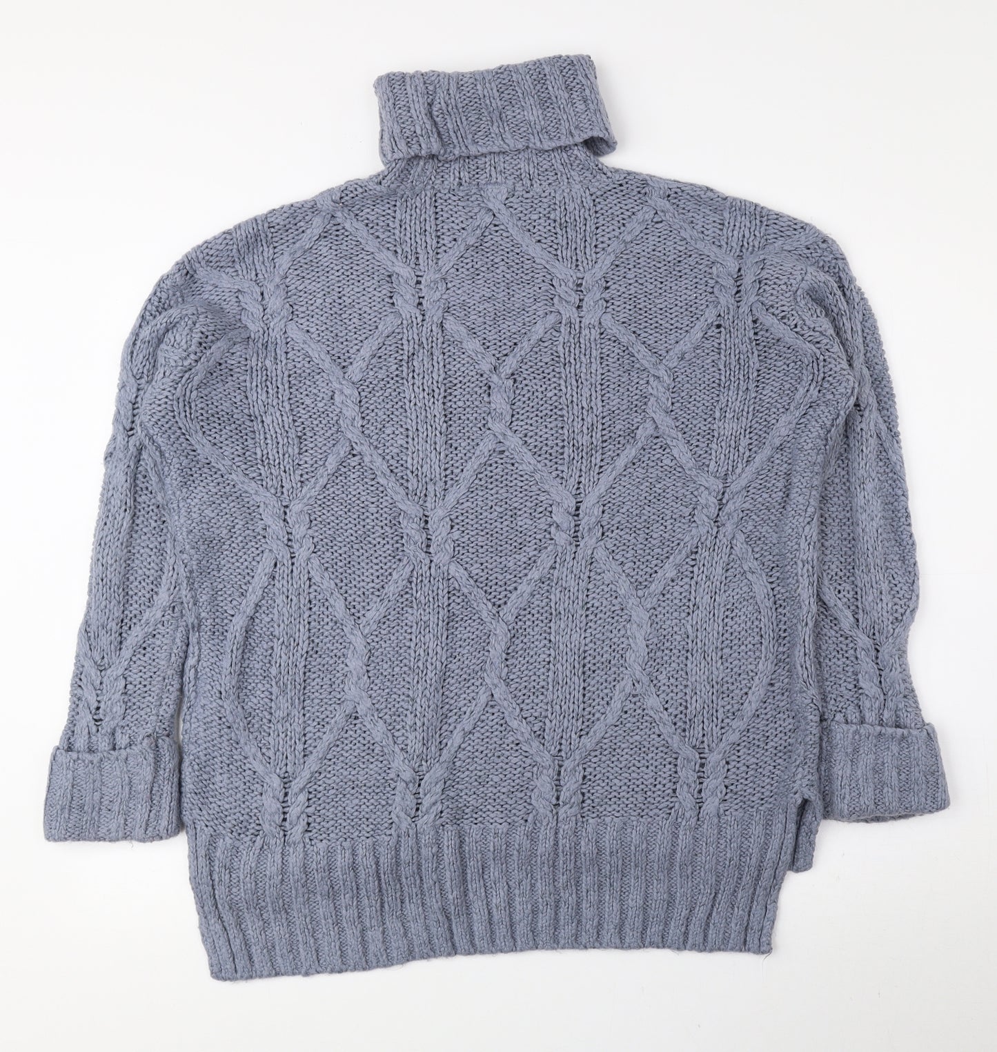 Divided by H&M Womens Blue Roll Neck Wool Pullover Jumper Size XS