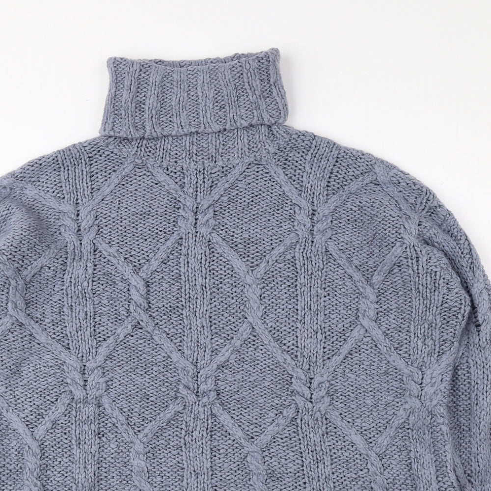 Divided by H&M Womens Blue Roll Neck Wool Pullover Jumper Size XS