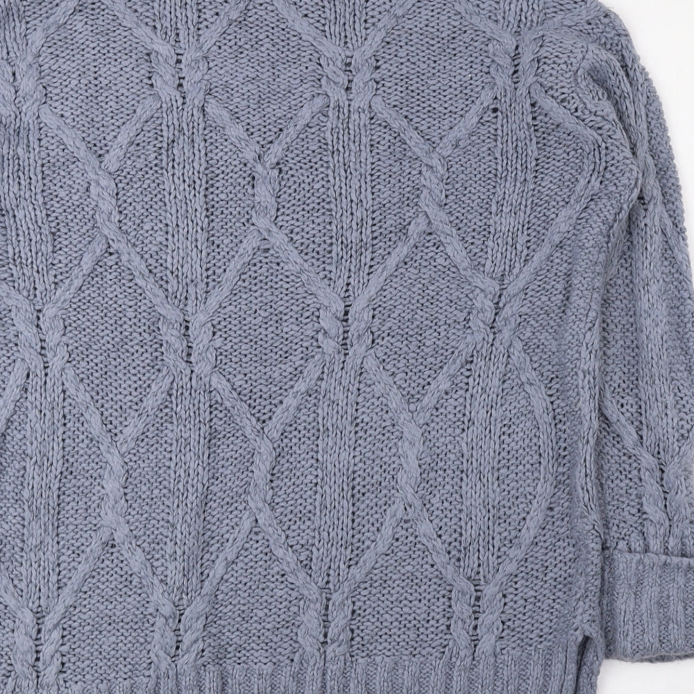 Divided by H&M Womens Blue Roll Neck Wool Pullover Jumper Size XS
