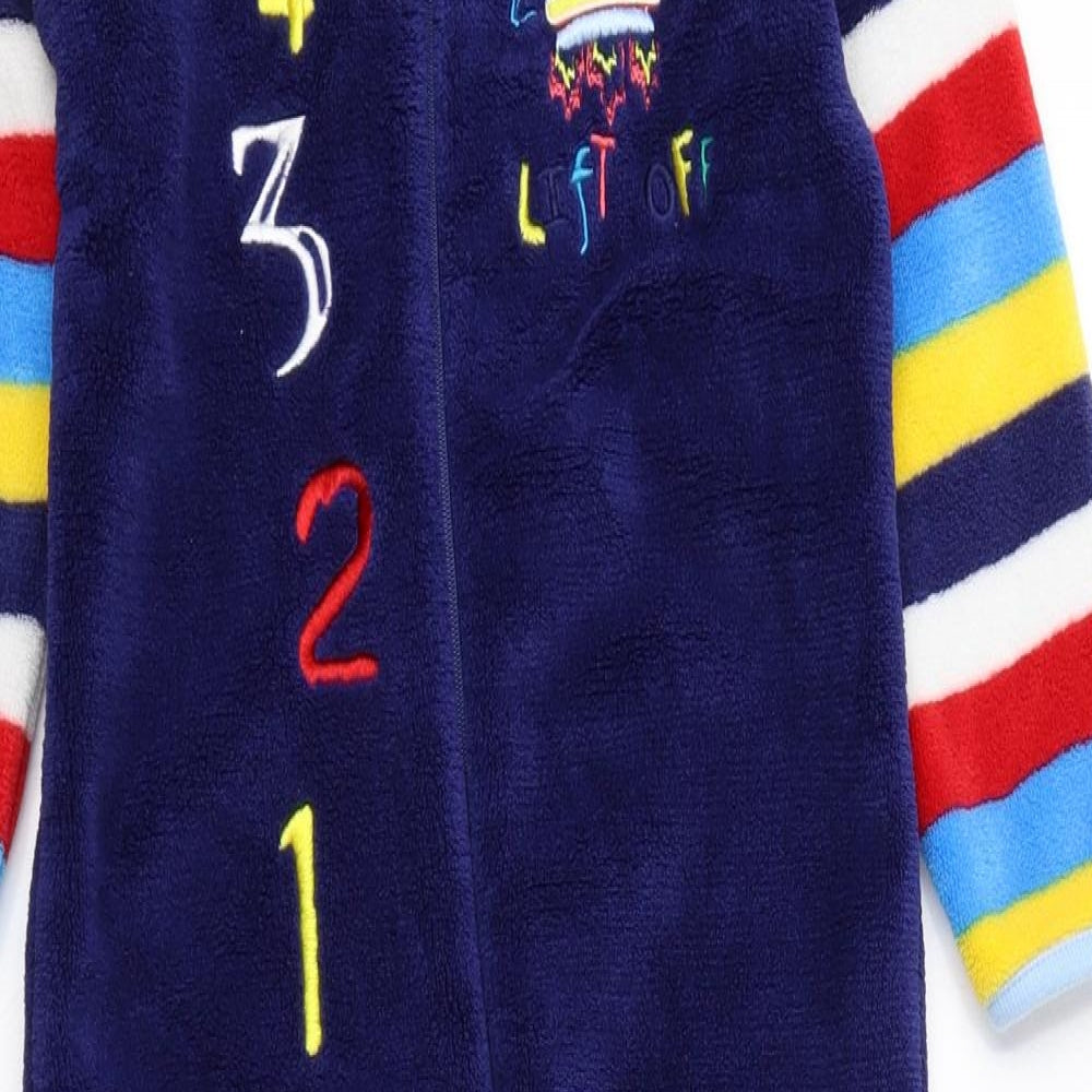 Preworn Boys Multicoloured Striped Polyester One Piece Size 4-5 Years Zip - Rocket