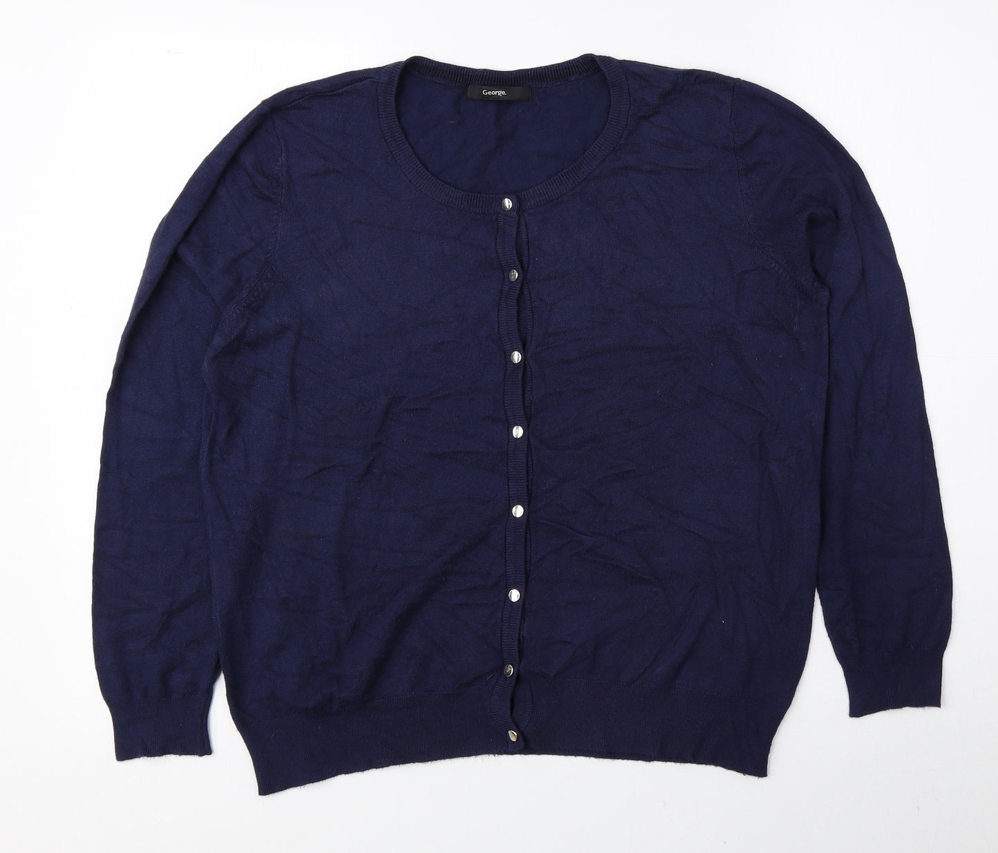 George Womens Blue Round Neck Viscose Cardigan Jumper Size 16