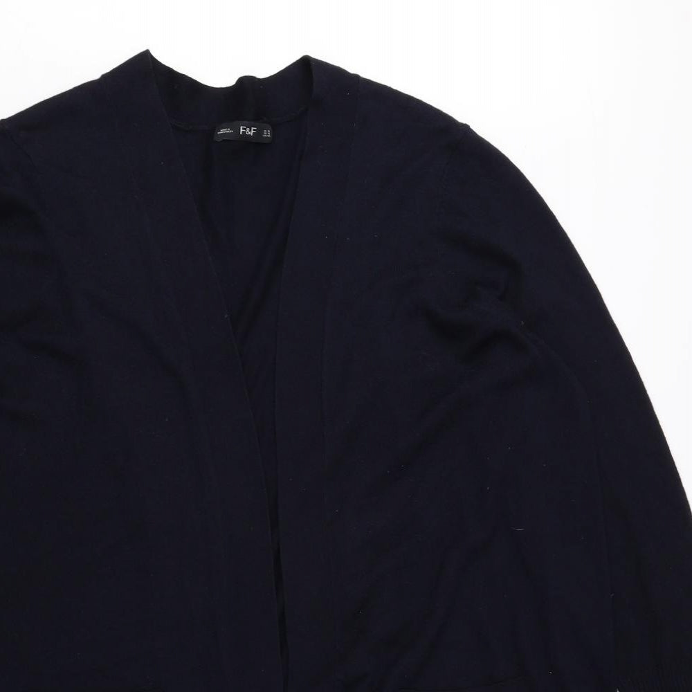 F&F Womens Blue V-Neck Nylon Cardigan Jumper Size 16