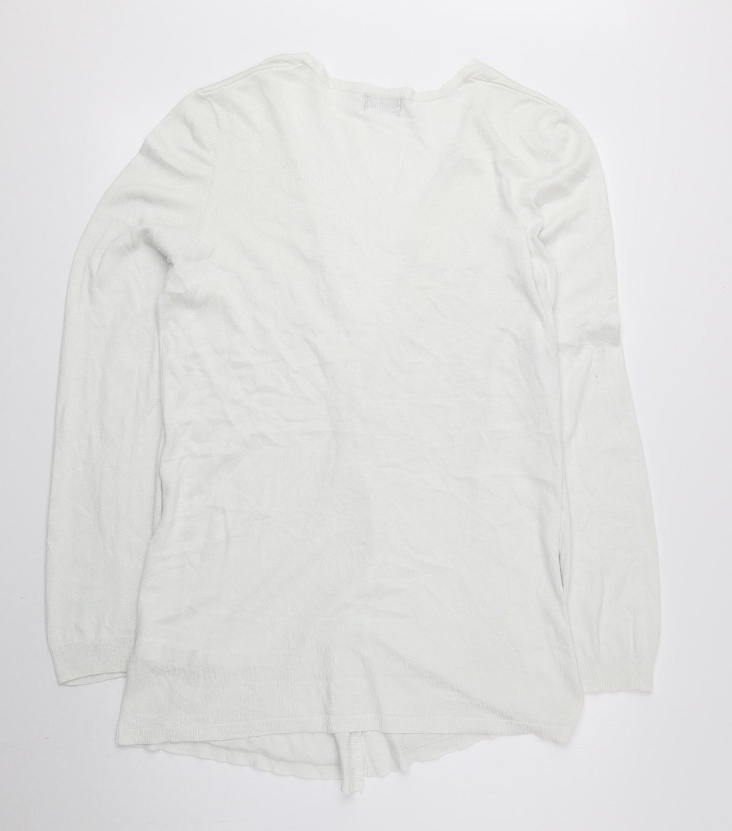 F&F Womens White V-Neck Polyamide Cardigan Jumper Size 16