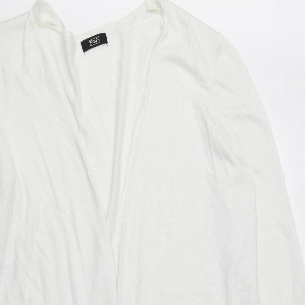 F&F Womens White V-Neck Polyamide Cardigan Jumper Size 16