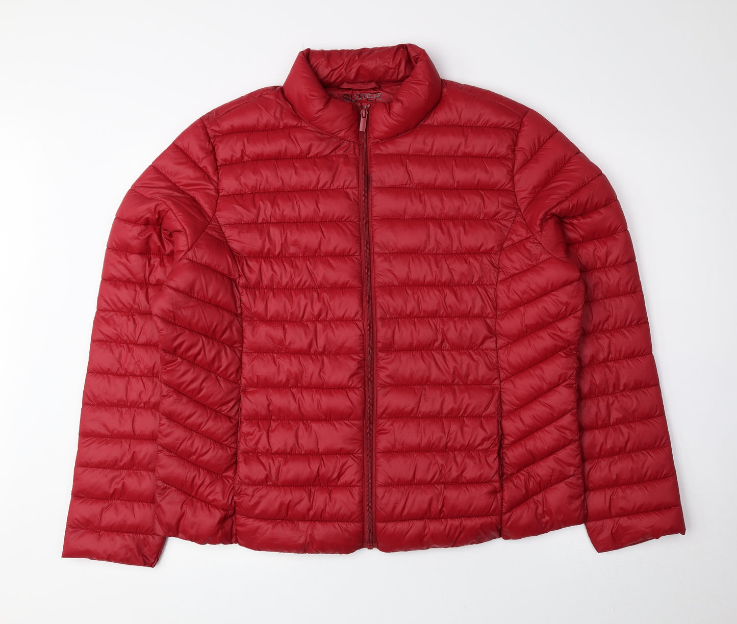 Primark Womens Red Quilted Coat Size XL Zip
