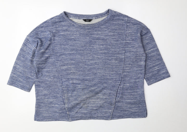 F&F Womens Blue Boat Neck Polyester Pullover Jumper Size 14
